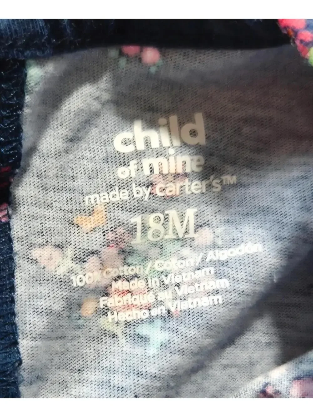 Carter's Child of Mine Navy Floral Dress 18M Pink Bow Toddler Girl #1076